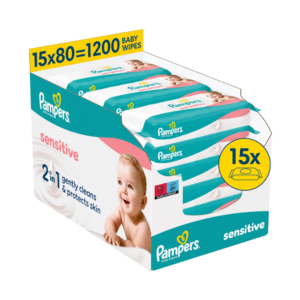 Pampers Sensitive otroški vlažilni robčki – 1200 kosov