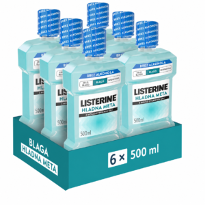 Listerine Cool Mint Mild ustna voda brez alkohola – 6 x 500 ml