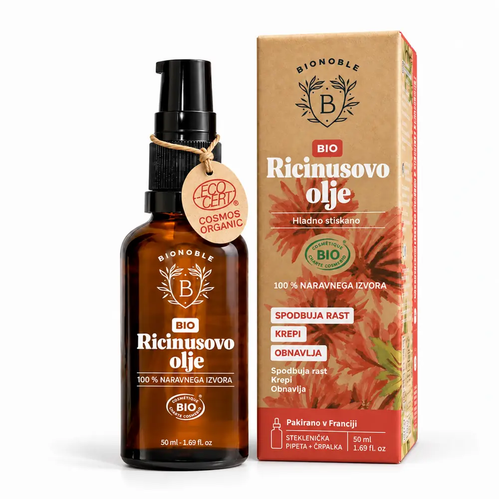Bionoble bio ricinusovo olje za trepalnice, obrvi in lase, 50 ml