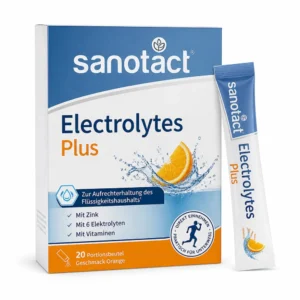 Sanotact Electrolytes Plus elektroliti v prahu pomaranča – 20