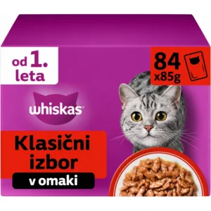 Whiskas 1+ Classic Selection, veliko pakiranje 84 × 85 g, v omaki
