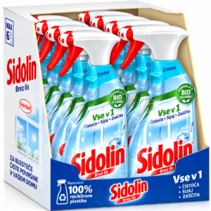 Sidolin All in 1 Cristal čistilo za steklo in okna – 10 × 500 ml