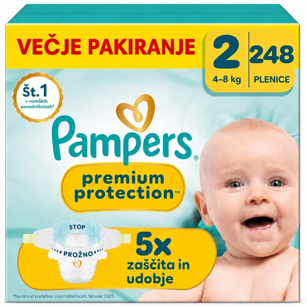 Pampers Premium Protection plenice, velikost 2, 248 kosov