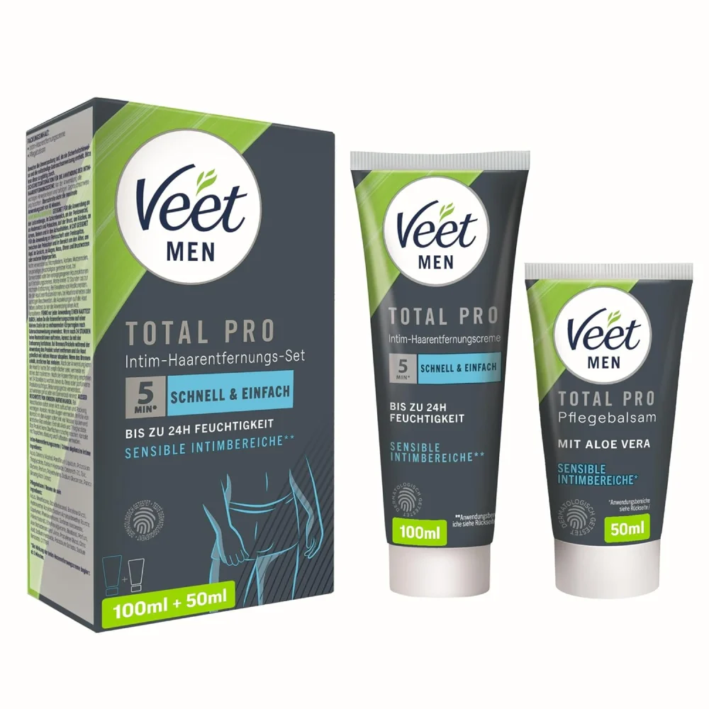 Veet Men komplet za odstranjevanje dlak na intimnih predelih – 100 ml + 50 ml