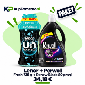 Paket Lenor Unstoppables Fresh 735 g in Perwoll Renew Black 80 pranj