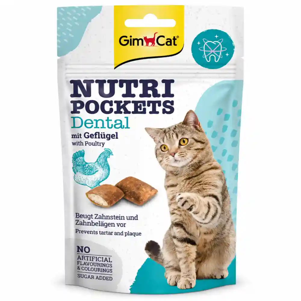GimCat Nutri Pockets Dental mačji priboljški s perutnino – 60 g