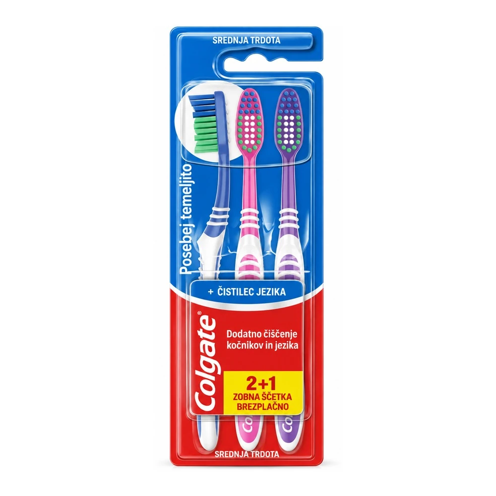 Colgate Extra Clean srednje trde zobne ščetke, 3 kosi