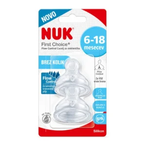 NUK First Choice+ cuclji za stekleničko z nadzorom pretoka, 2 kosa