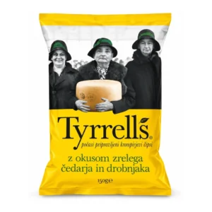 Tyrrells krompirjev čips z okusom cheddarja in drobnjaka, 150 g