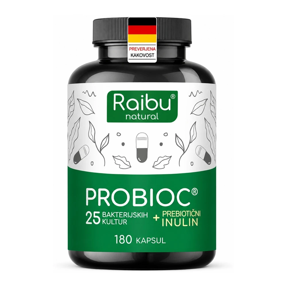 RAIBU Probioc probiotične kapsule, 180 kapsul