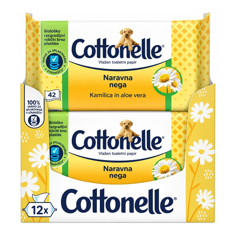 Cottonelle vlažni toaletni robčki s kamilico in aloe vero