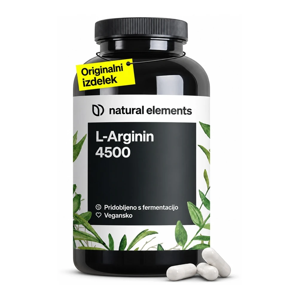 natural elements L-arginin, 365 veganskih kapsul
