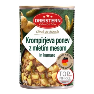 DREISTERN krompirjeva jed z mletim svinjskim mesom in kumarami