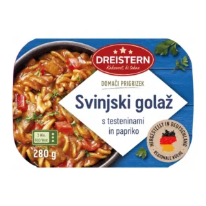 DREISTERN svinjski golaž z rezanci in papriko