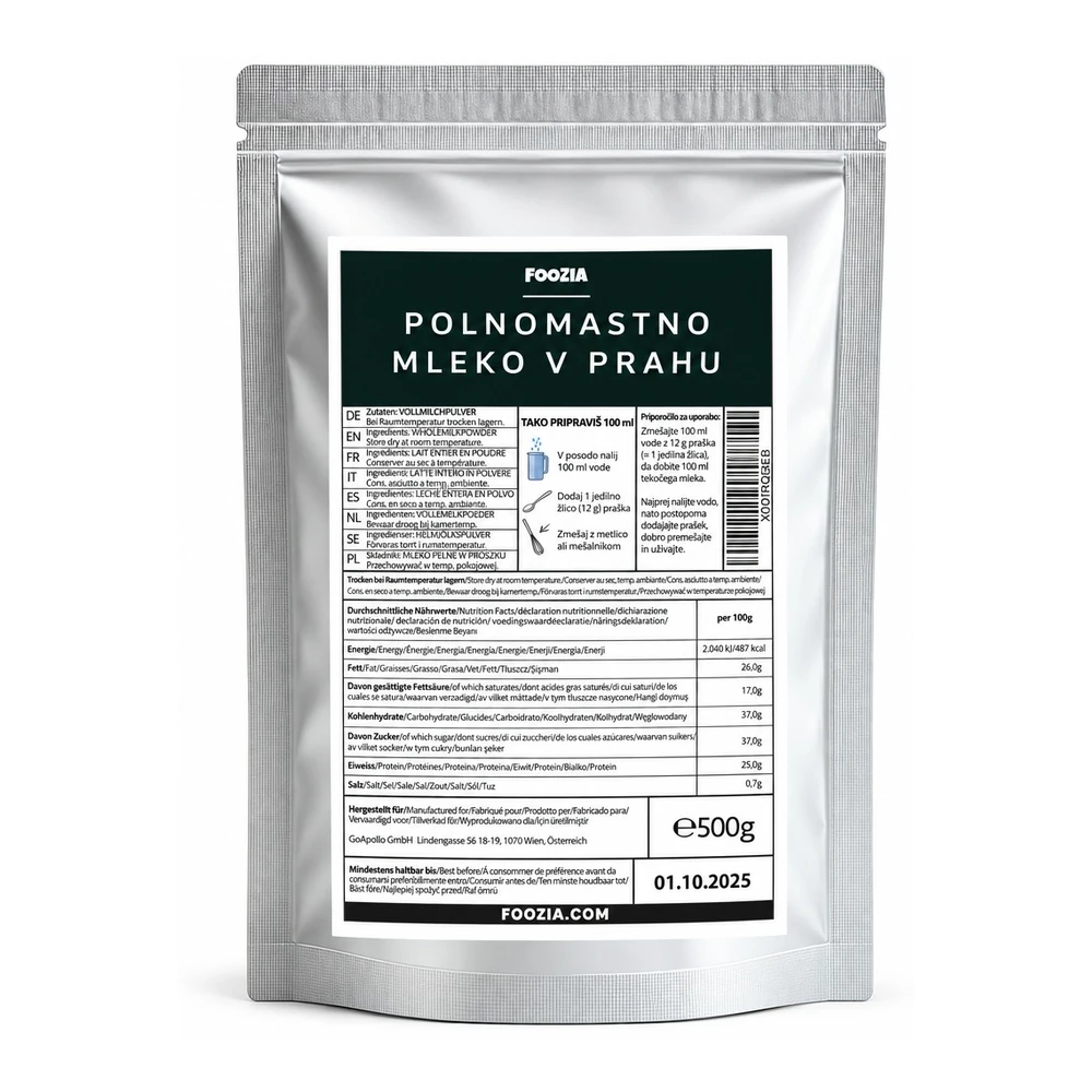 Foozia polnomastno mleko v prahu, 500 g