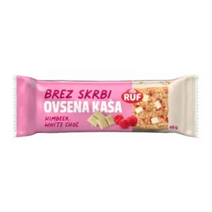 RUF ovsena ploščica z malinami in belo čokolado