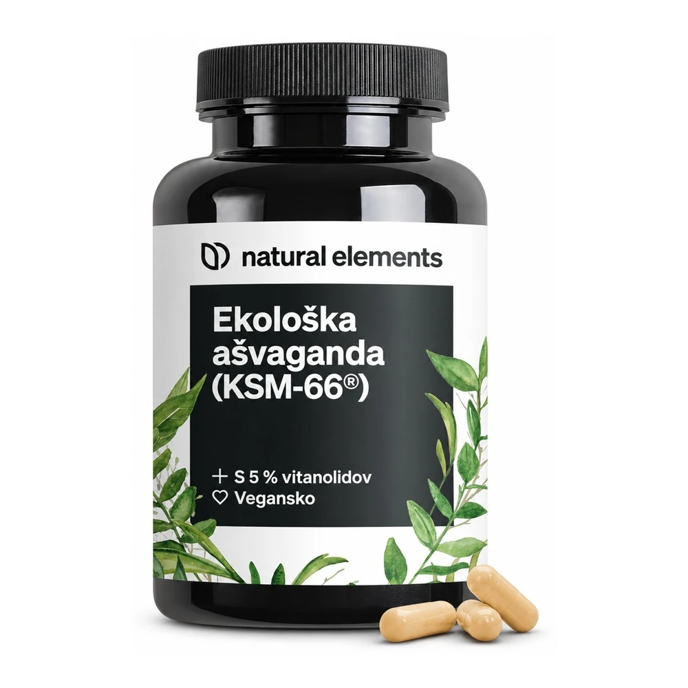 natural elements organska ašvaganda KSM-66 v kapsulah