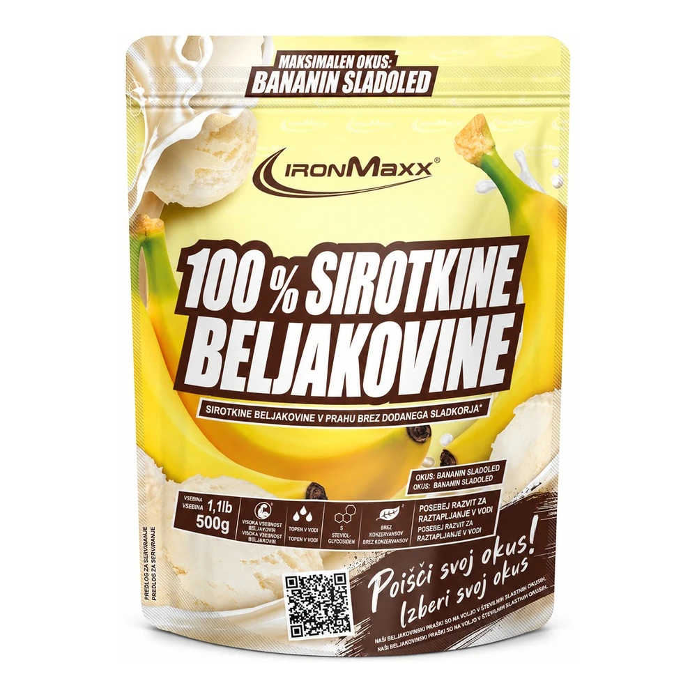IronMaxx sirotkin beljakovinski prašek z okusom banane s sladoledom