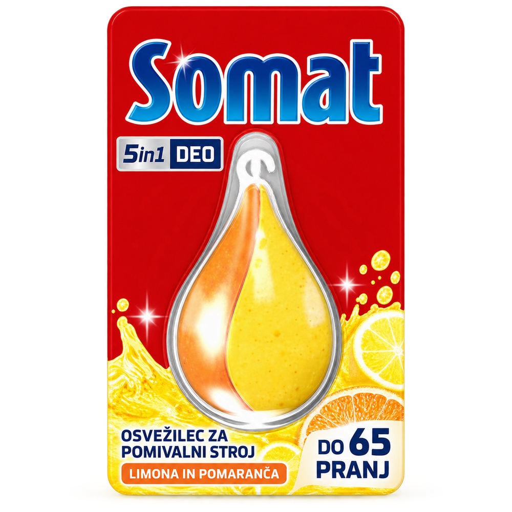 Somat Deo Perls 5 v 1 osvežilec za pomivalni stroj – limona in pomaranča