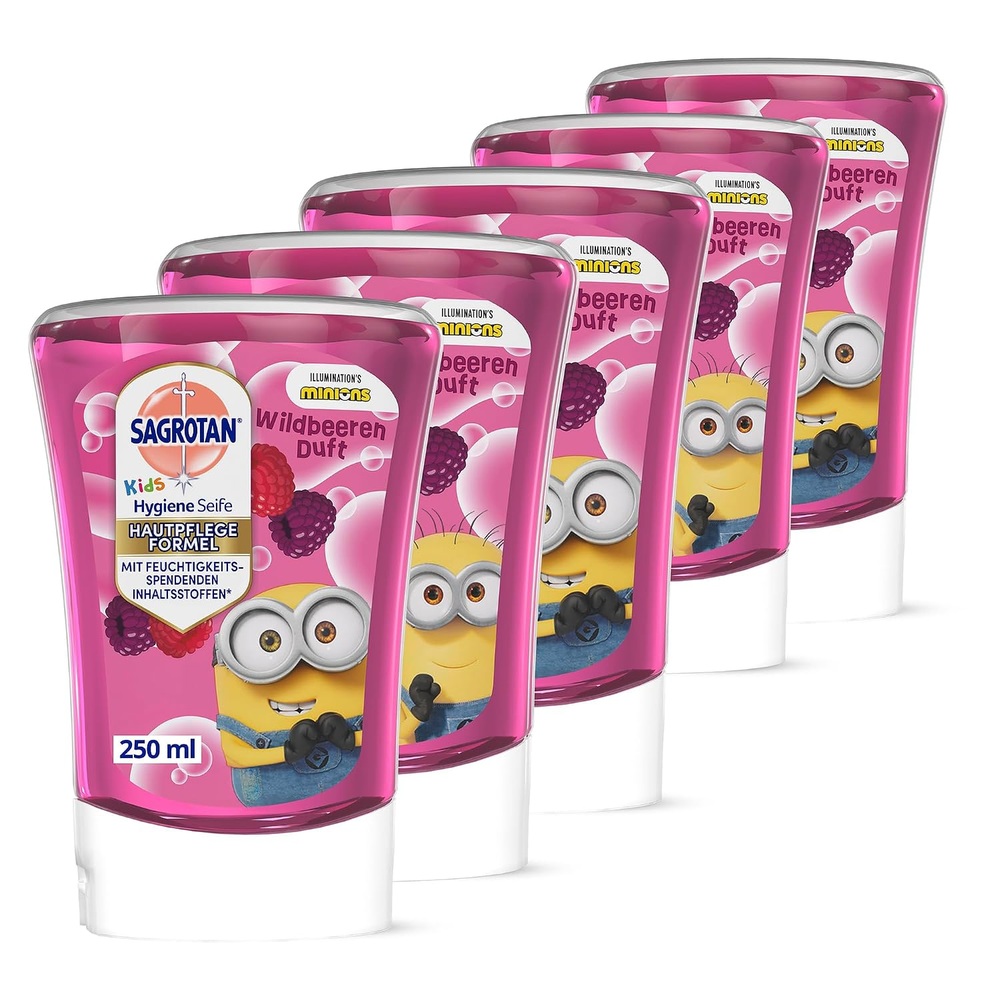 Sagrotan Kids No-Touch polnilo za milo, gozdni sadeži – 5 × 250 ml
