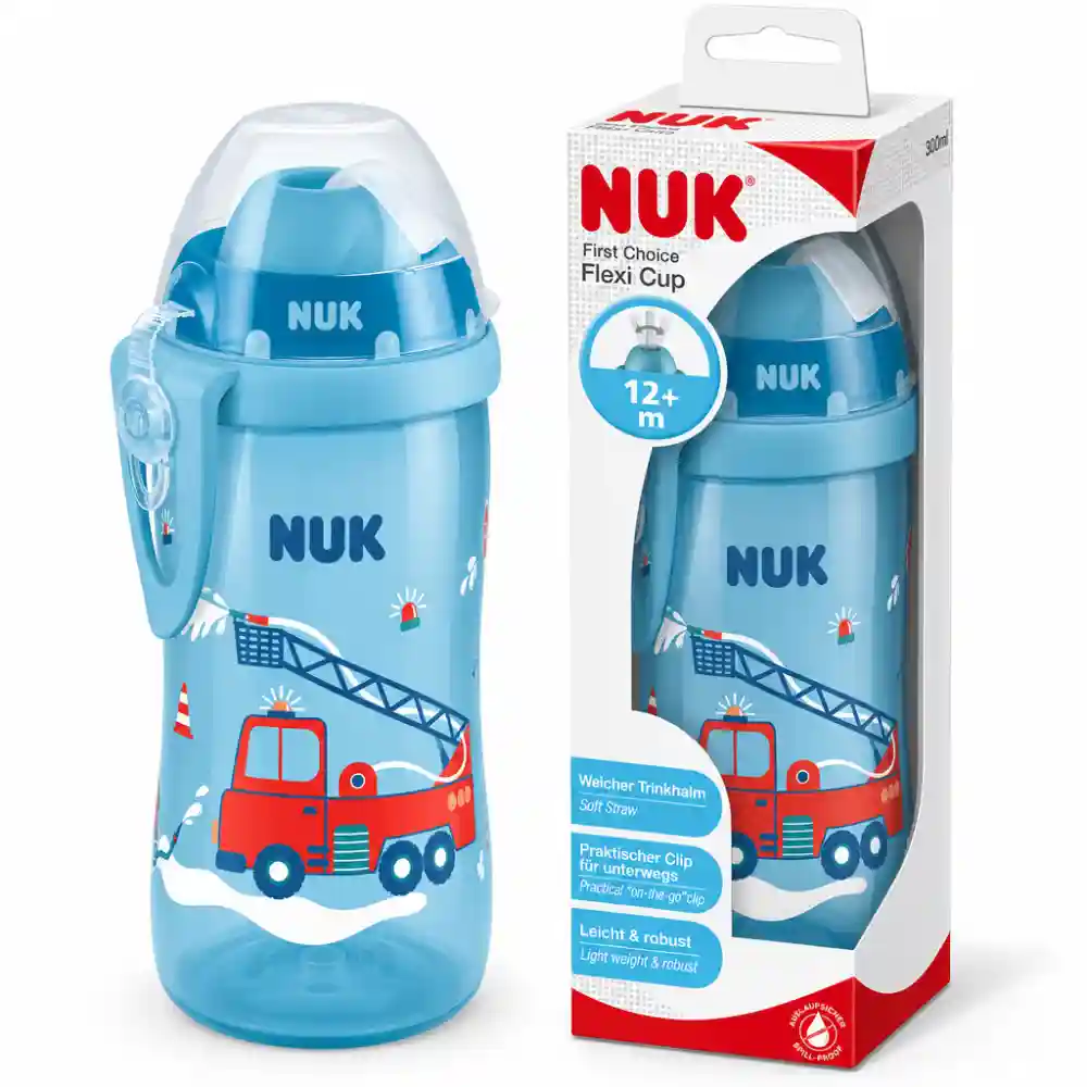 NUK Flexi Cup steklenička s slamico, 300 ml, nepolivalna, od 12 mesecev